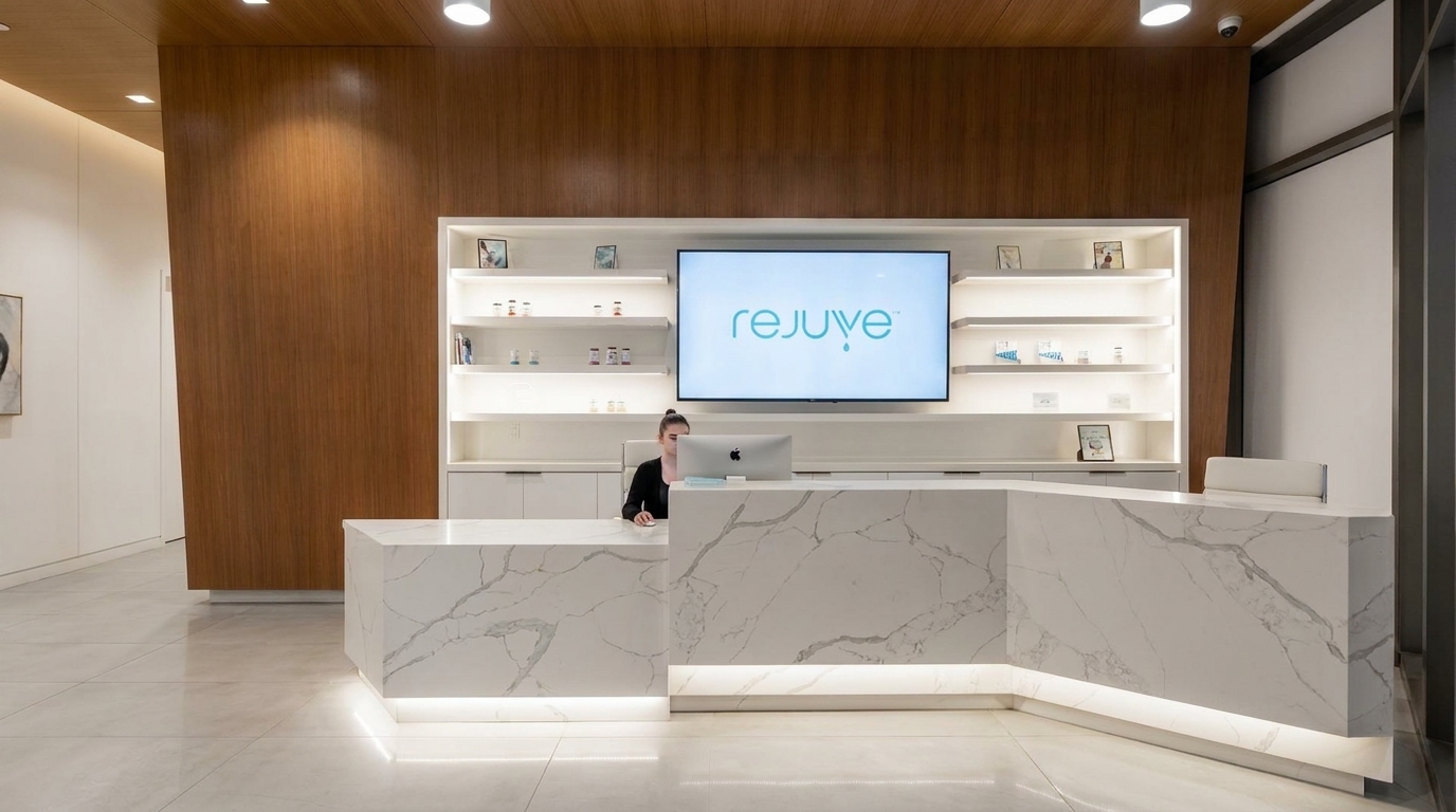 The reception desk at the Rejuve Sherman Oaks clinic