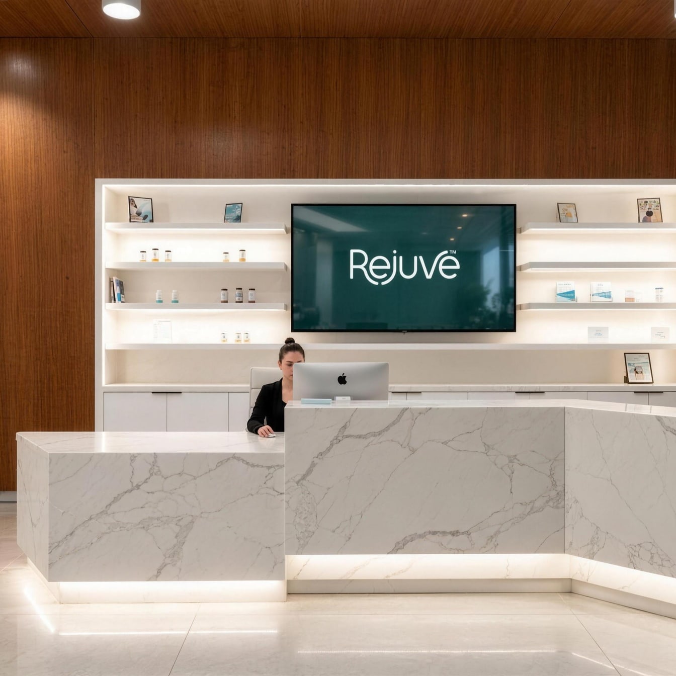 The reception desk at the Rejuve Sherman Oaks clinic